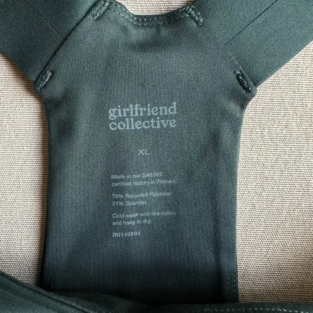 Girlfriend Collective Green Charlie Straight Neck Sports Bra